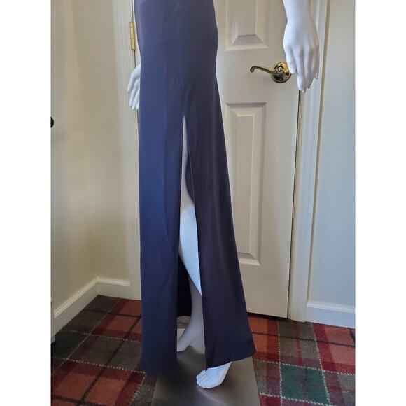 Tahari Dress Maxi Plunging Neckline Thigh Slit Cocktail Party Wedding Formal - Picture 3 of 8